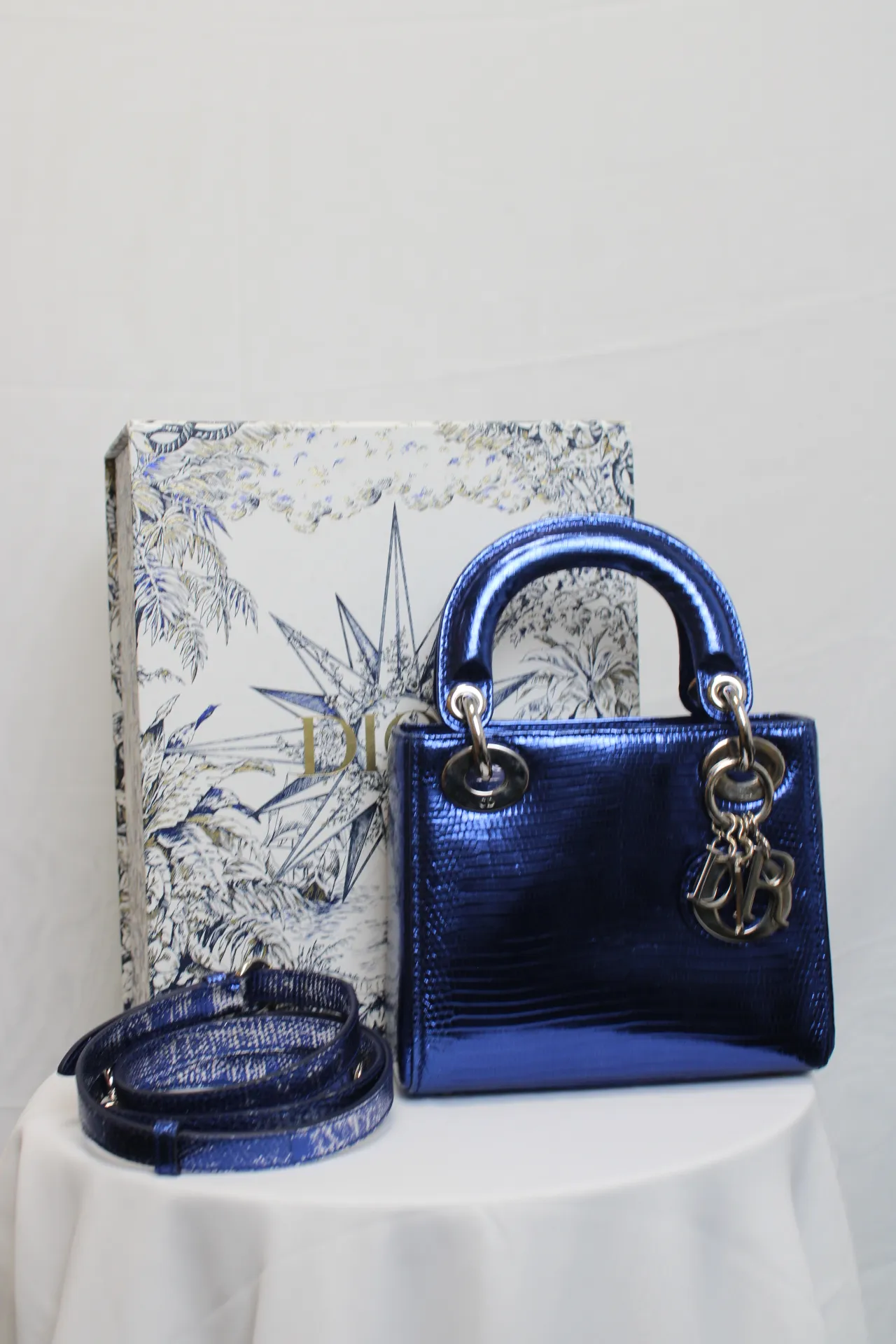 DIOR Mini Lady Dior Bag Blue Python Leather Limited Version DIOR Mini Lady Dior Bag Blue Python Leather Limited Version