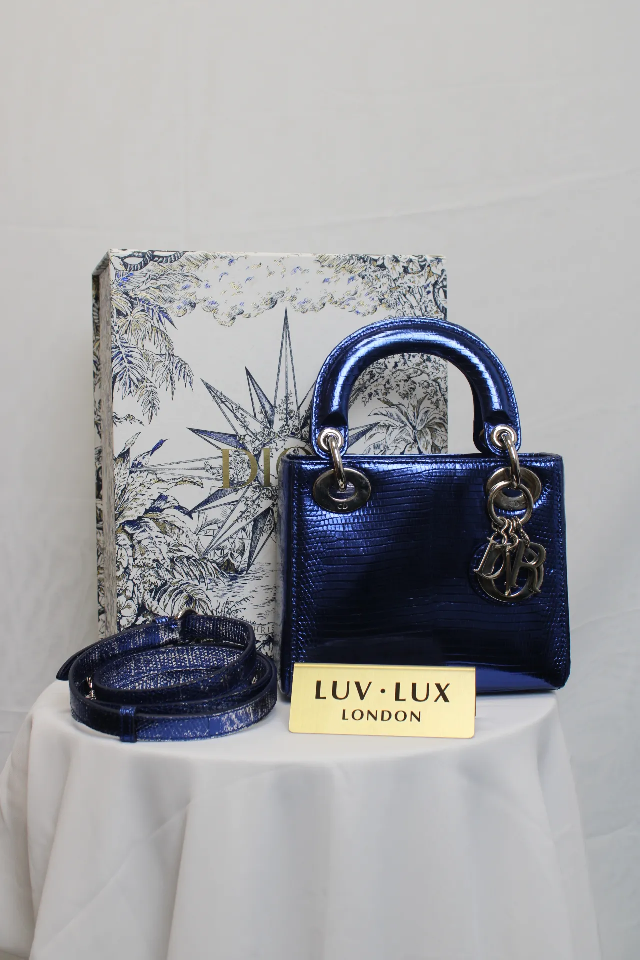 DIOR Mini Lady Dior Bag Blue Python Leather Limited Version DIOR Mini Lady Dior Bag Blue Python Leather Limited Version