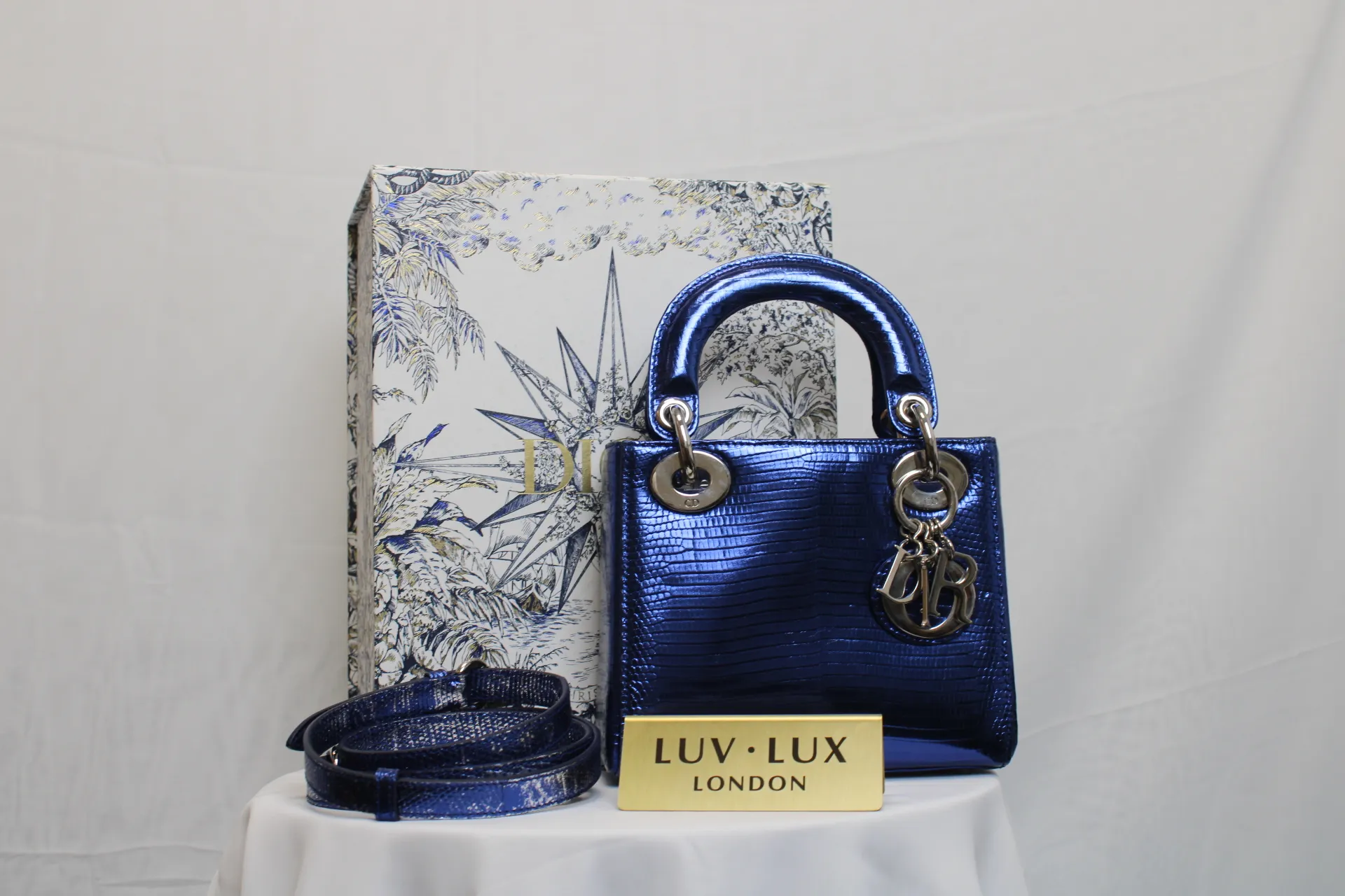 DIOR Mini Lady Dior Bag Blue Python Leather Limited Version DIOR Mini Lady Dior Bag Blue Python Leather Limited Version