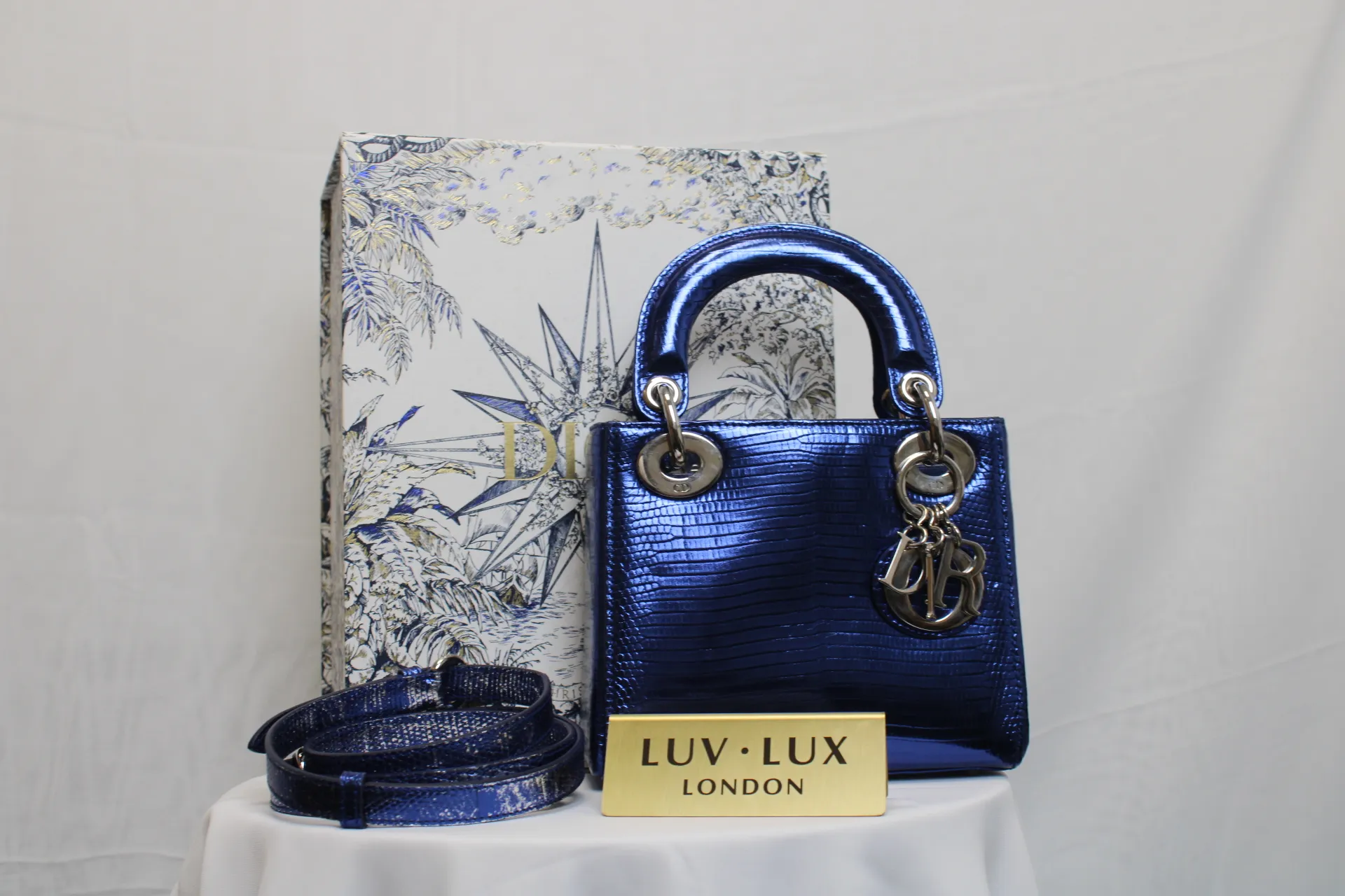 DIOR Mini Lady Dior Bag Blue Python Leather Limited Version DIOR Mini Lady Dior Bag Blue Python Leather Limited Version