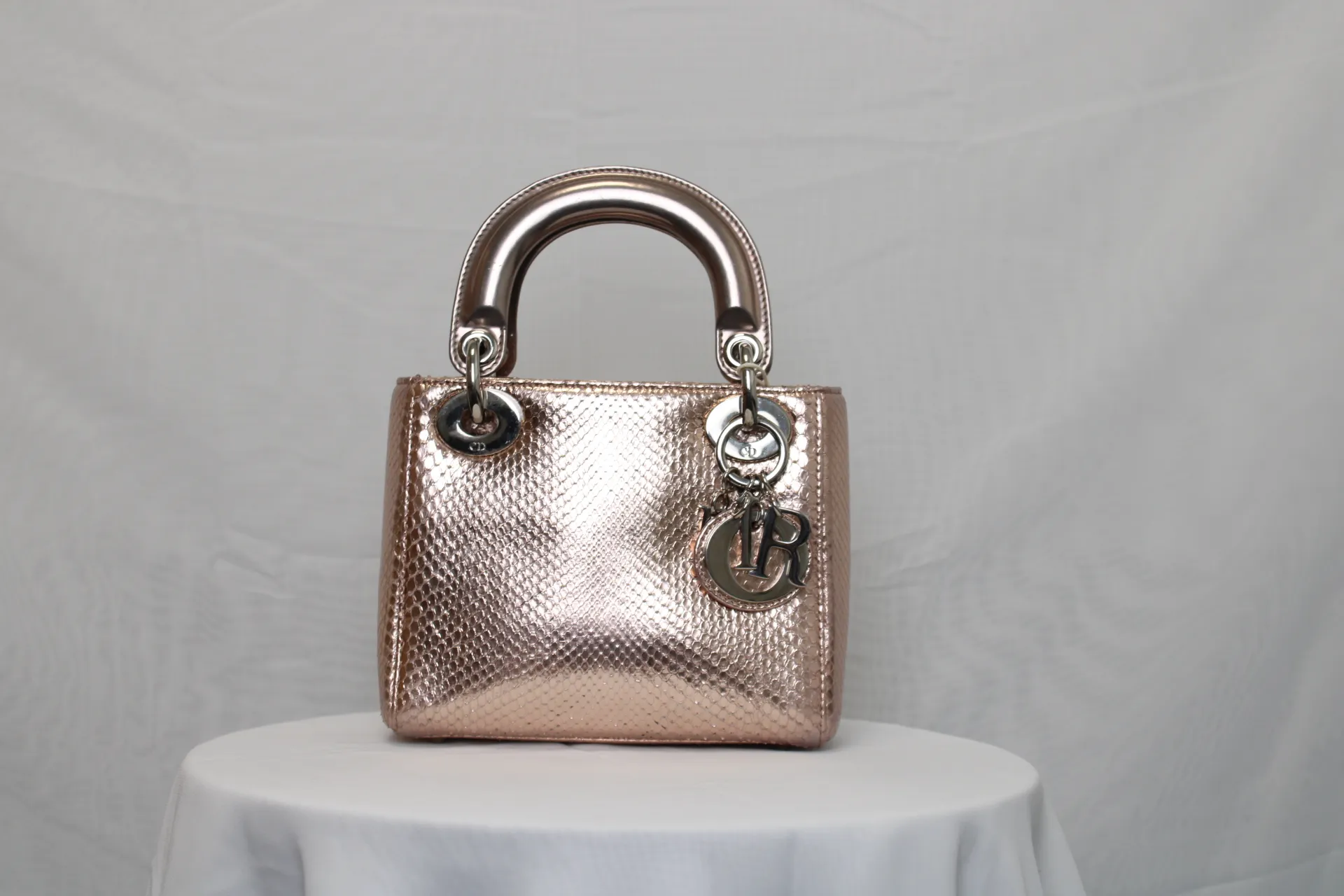 DIOR Mini Lady Dior Bag Rose Gold Leather Limited Version DIOR Mini Lady Dior Bag Rose Gold Leather Limited Version