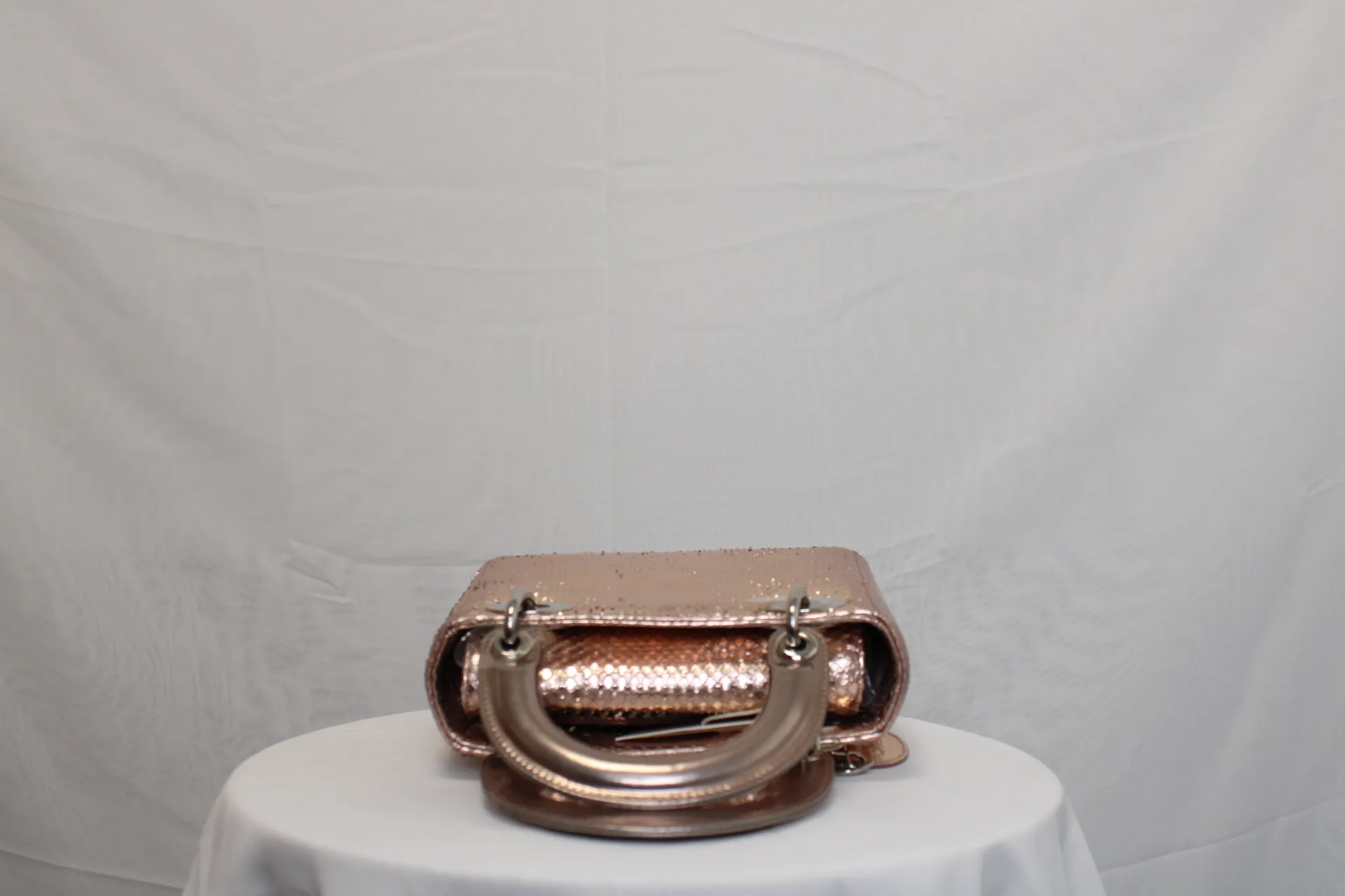 DIOR Mini Lady Dior Bag Rose Gold Leather Limited Version DIOR Mini Lady Dior Bag Rose Gold Leather Limited Version