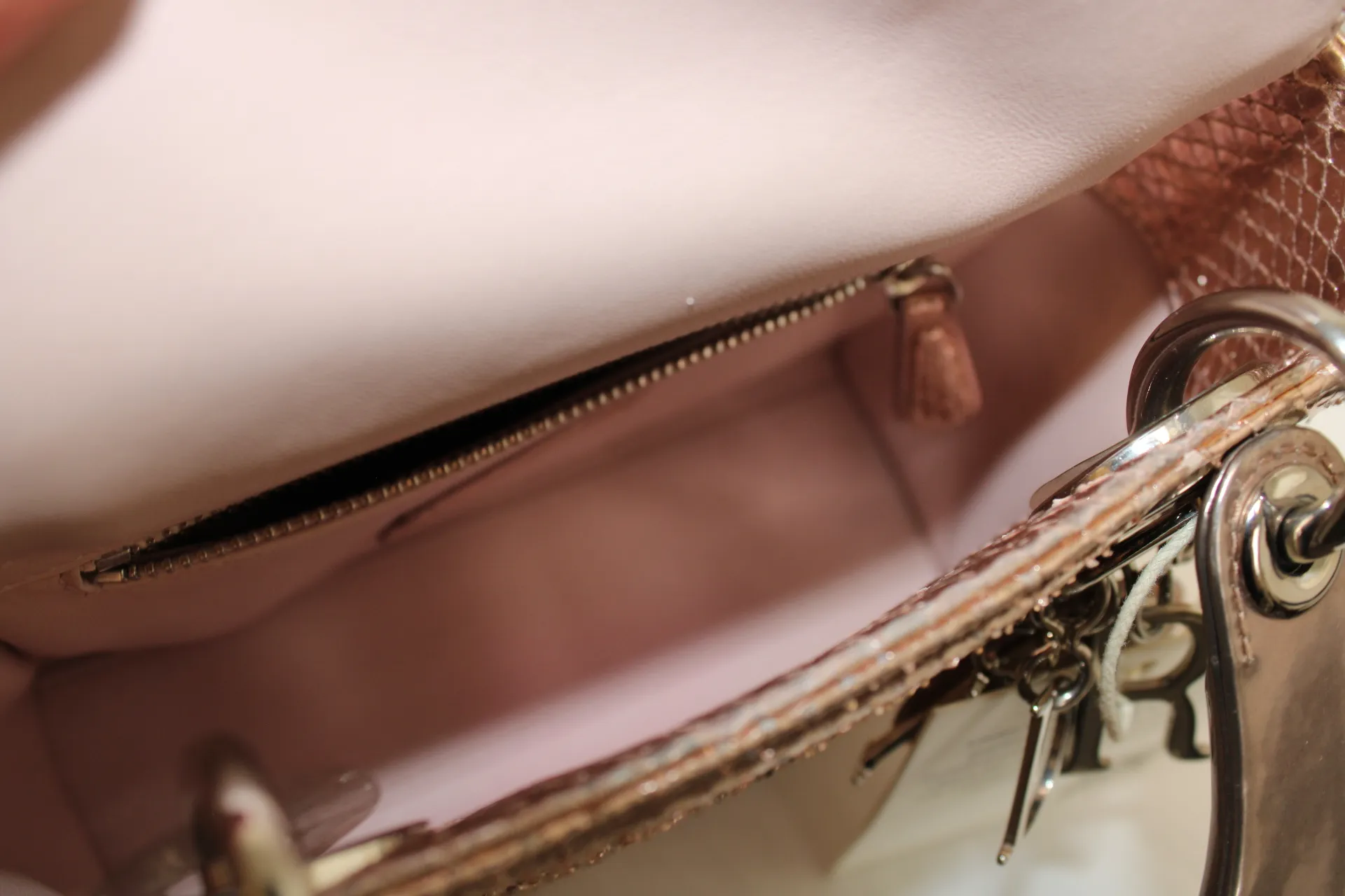 DIOR Mini Lady Dior Bag Rose Gold Leather Limited Version DIOR Mini Lady Dior Bag Rose Gold Leather Limited Version