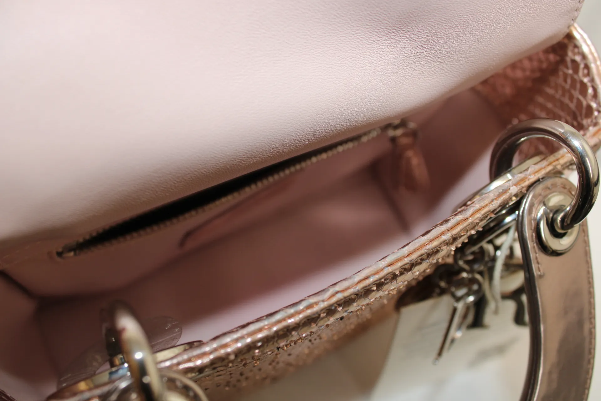 DIOR Mini Lady Dior Bag Rose Gold Leather Limited Version DIOR Mini Lady Dior Bag Rose Gold Leather Limited Version
