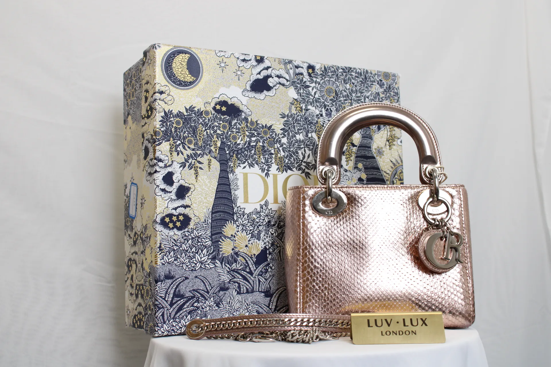 DIOR Mini Lady Dior Bag Rose Gold Leather Limited Version DIOR Mini Lady Dior Bag Rose Gold Leather Limited Version