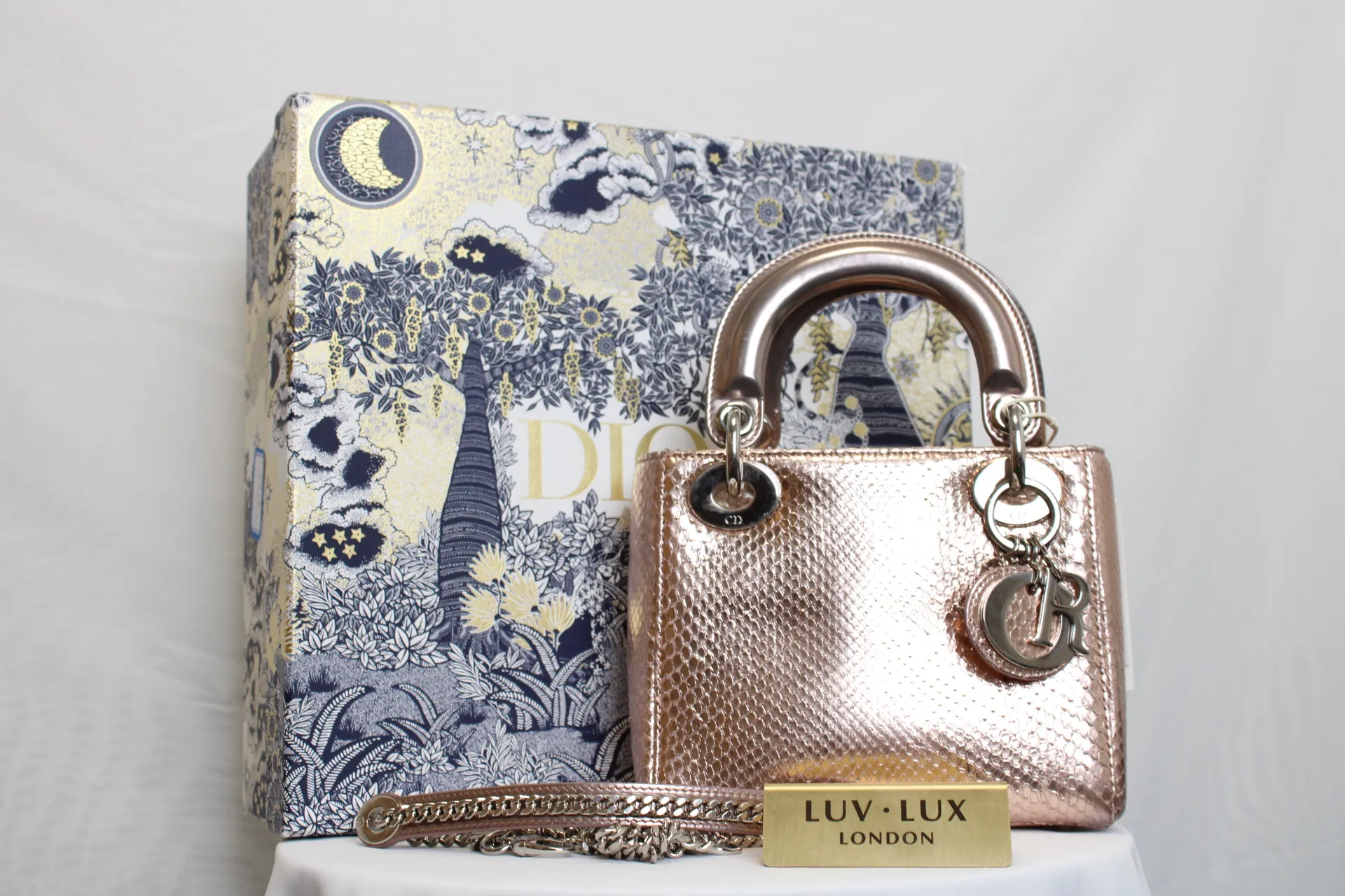 DIOR Mini Lady Dior Bag Rose Gold Leather Limited Version DIOR Mini Lady Dior Bag Rose Gold Leather Limited Version