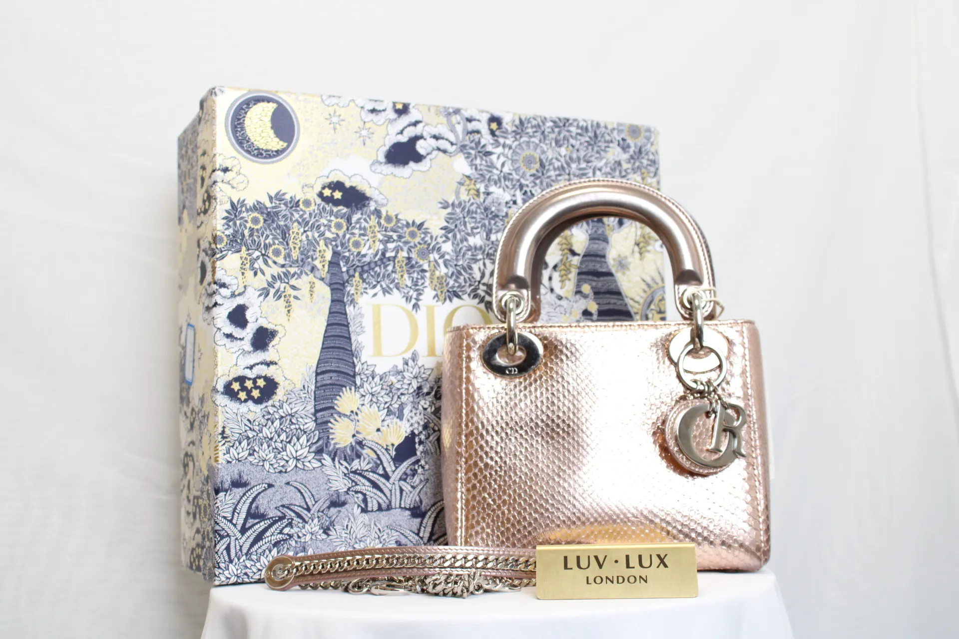 DIOR Mini Lady Dior Bag Rose Gold Leather Limited Version DIOR Mini Lady Dior Bag Rose Gold Leather Limited Version