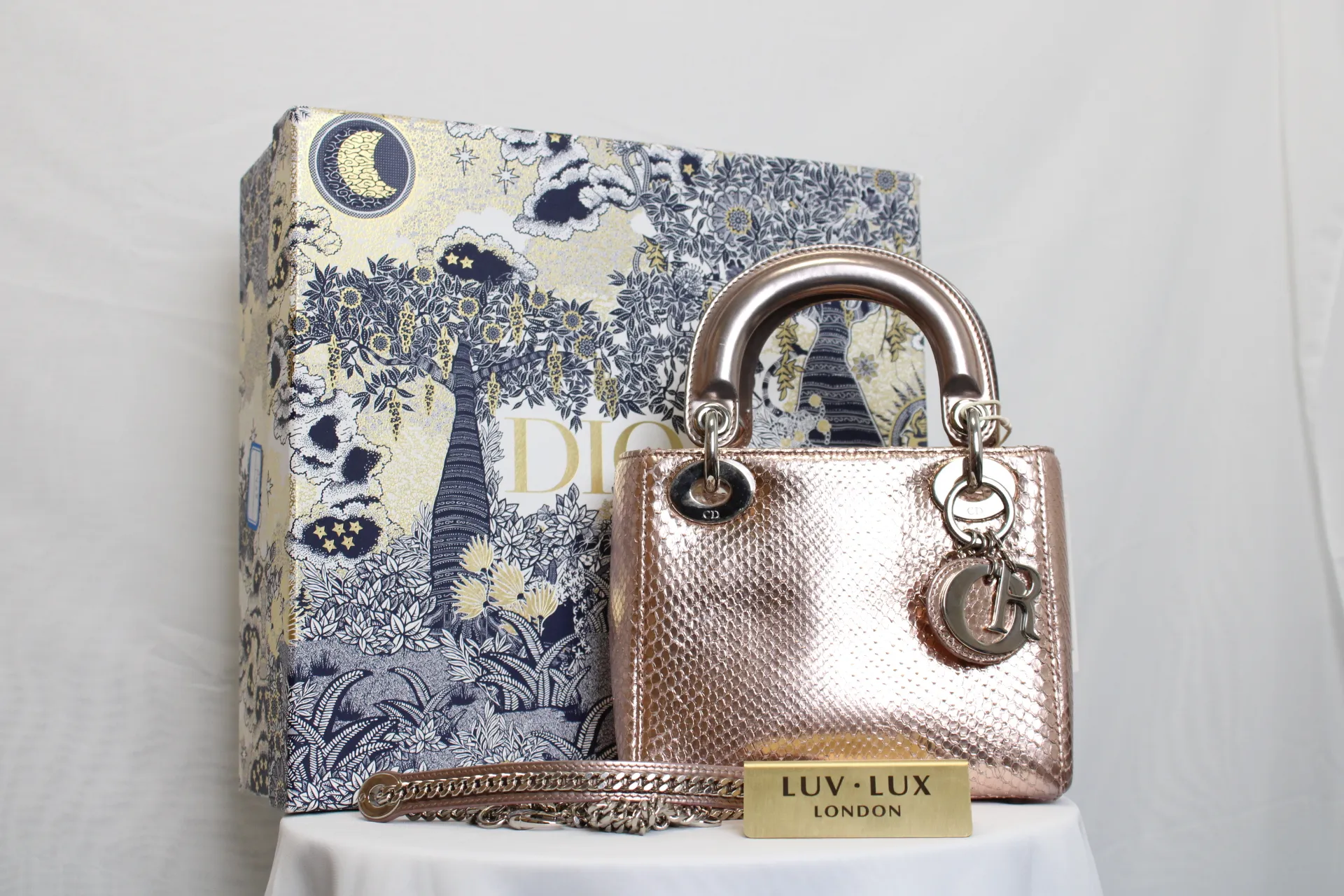 DIOR Mini Lady Dior Bag Rose Gold Leather Limited Version DIOR Mini Lady Dior Bag Rose Gold Leather Limited Version