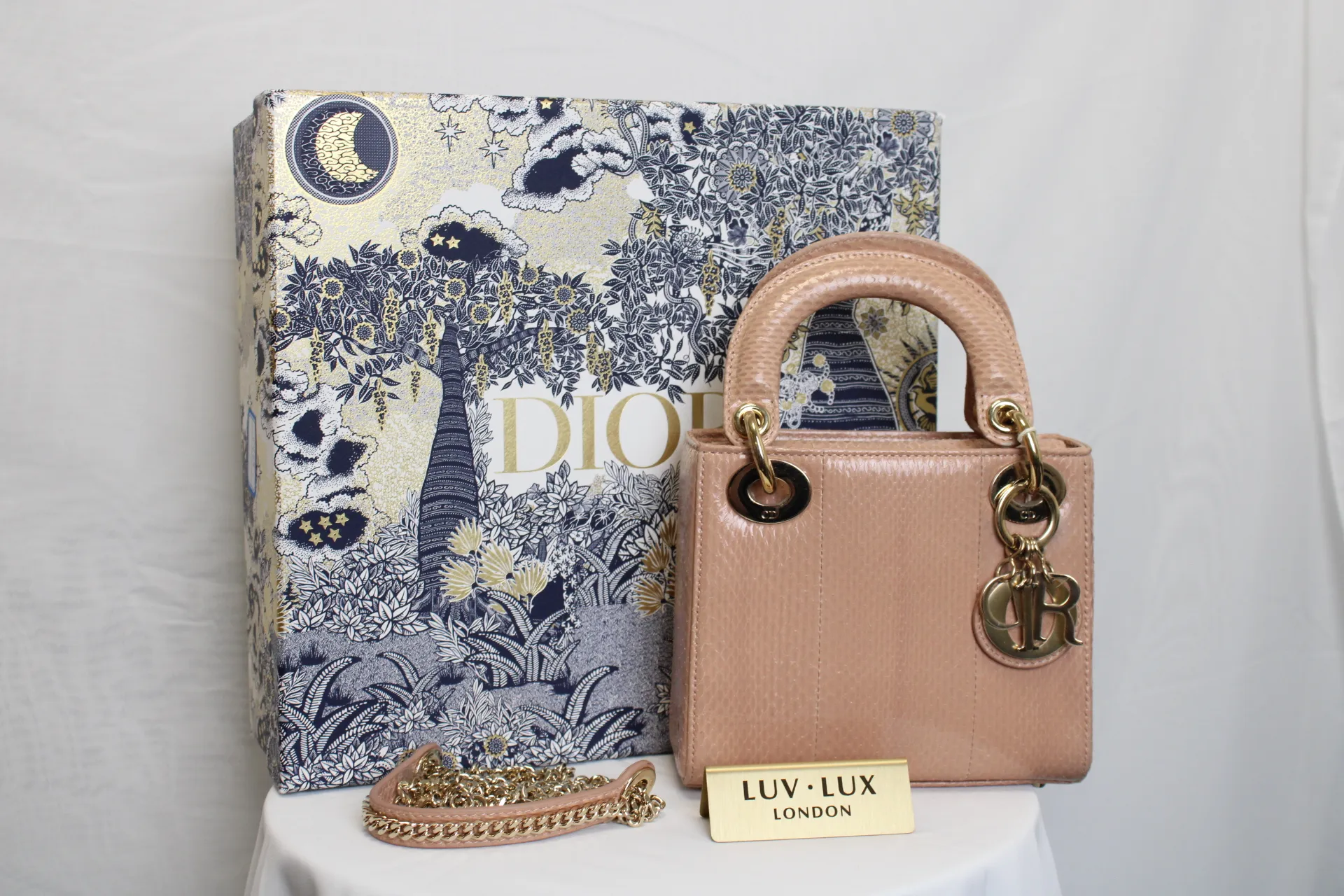 DIOR Limited Edition Mini Lady Dior - Naked Pink Python Leather DIOR Limited Edition Mini Lady Dior - Naked Pink Python Leather