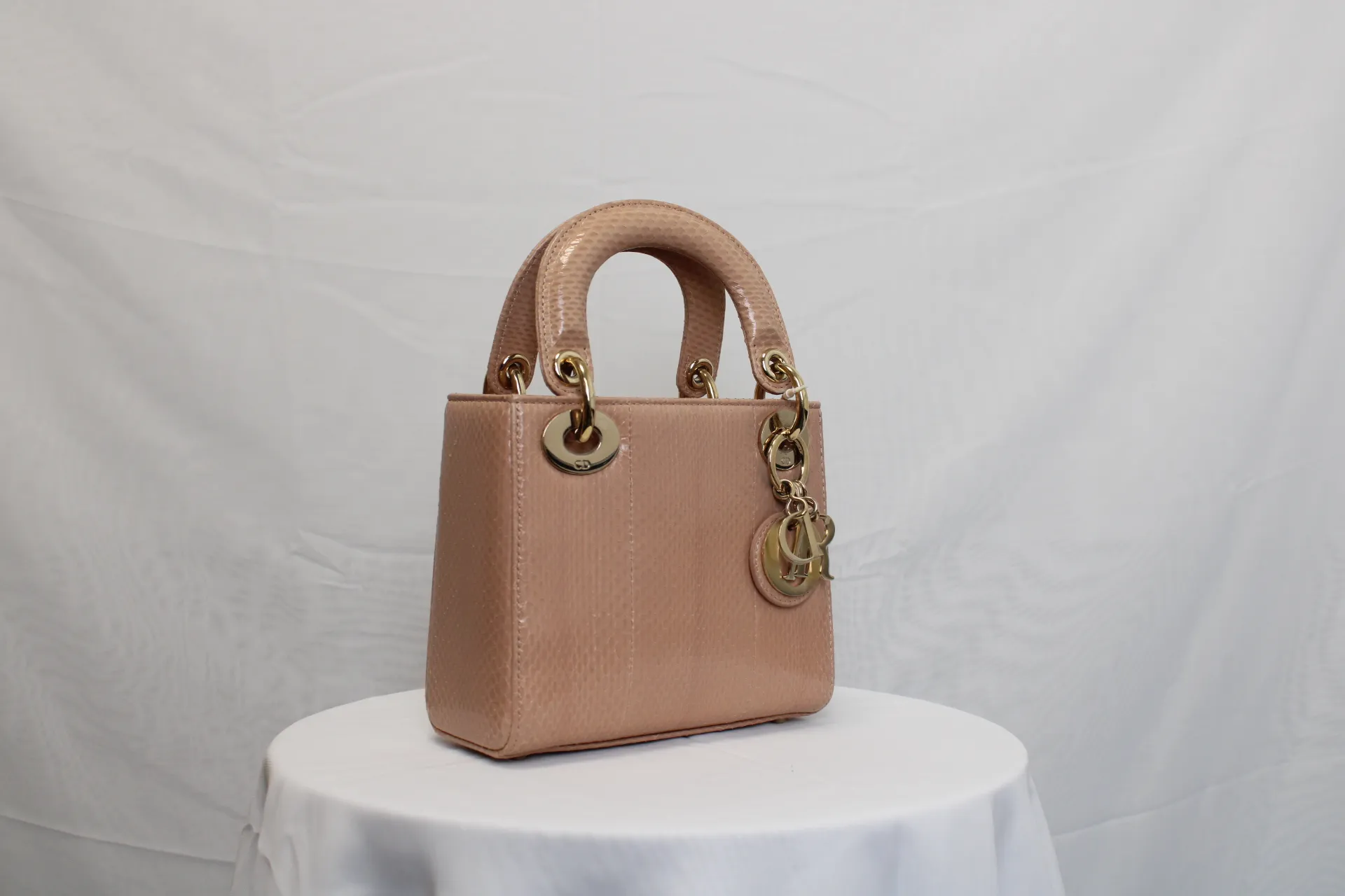 DIOR Limited Edition Mini Lady Dior - Naked Pink Python Leather DIOR Limited Edition Mini Lady Dior - Naked Pink Python Leather