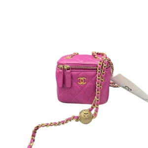 CHANEL Mini Vanity on Pearl Chain Pink Lambskin
