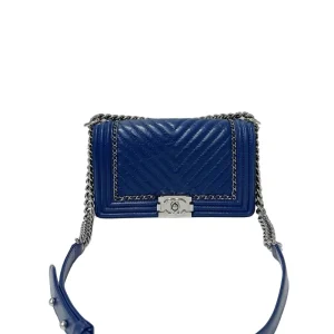 CHANEL Medium Boy Bag Blue Calfskin Special Version