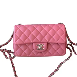 CHANEL Mini Rectangular Classic Flap Pink Lambskin