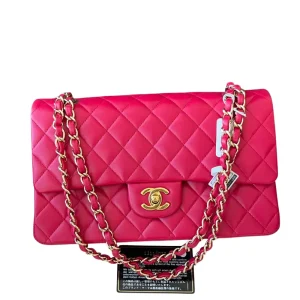 CHANEL Classic Flap Jumbo Handbag Pink Lambskin Gold Hardware
