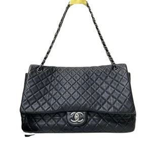 Chanel Black Calfskin Quilted XXL Travel Flap Bag New With Receipt