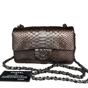 CHANEL Mini Rectangular Classic Flap Bag Python Leather Limited Version
