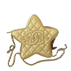 CHANEL Gold Quilted Lambskin Walk of Fame Star Bag