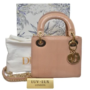 DIOR Limited Edition Mini Lady Dior - Naked Pink Python Leather