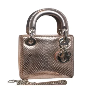 DIOR Mini Lady Dior Bag Rose Gold Leather Limited Version