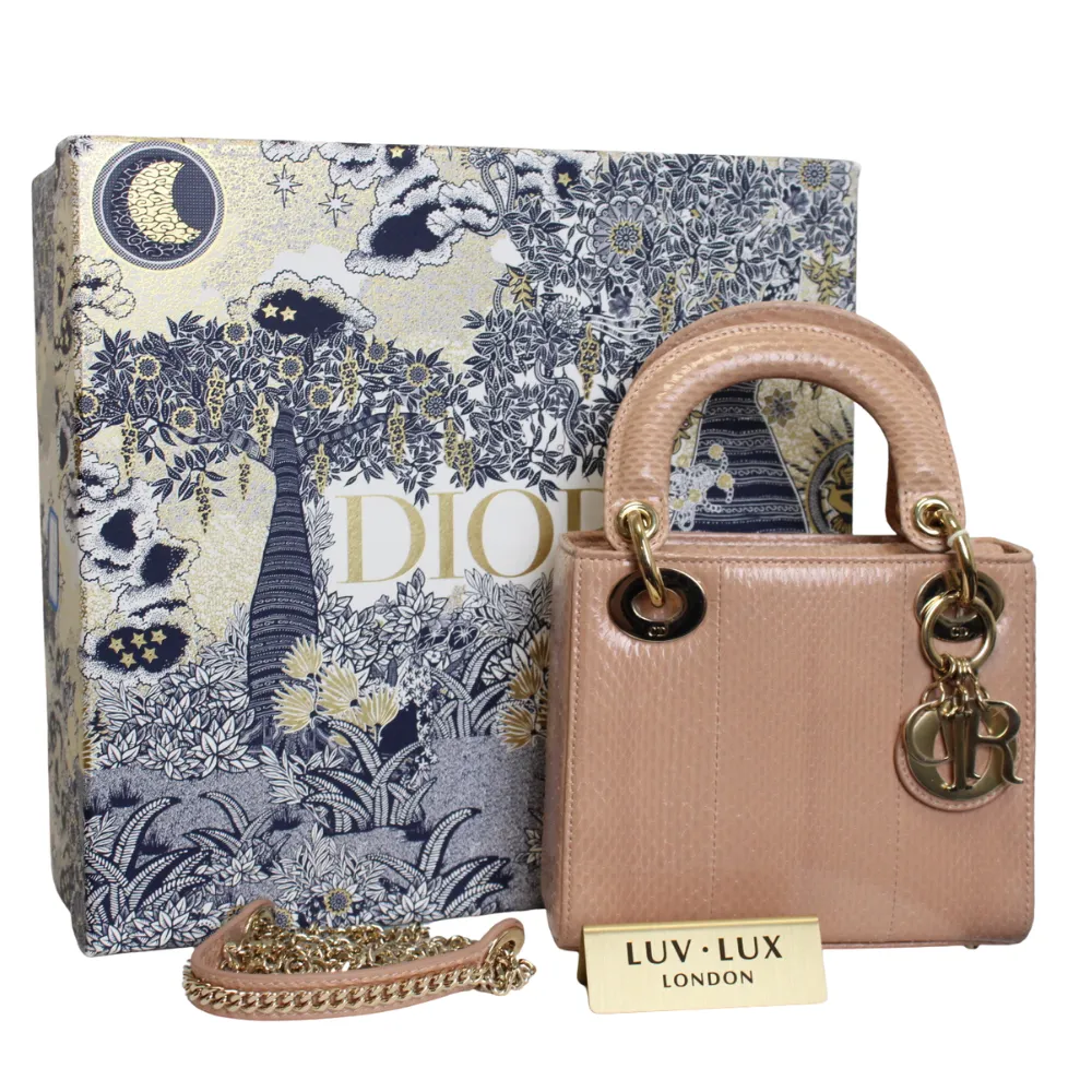 DIOR Limited Edition Mini Lady Dior - Naked Pink Python Leather DIOR Limited Edition Mini Lady Dior - Naked Pink Python Leather
