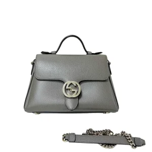 GUCCI Interlock G Tote Top Handle Gray Bag
