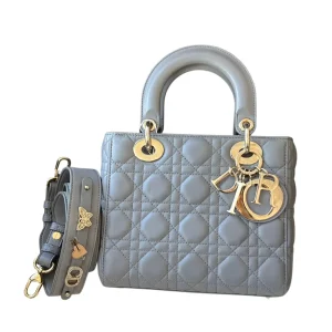 DIOR Small Lady Dior Bag Grey Lambskin