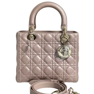DIOR Pearl Pink Lambskin Medium Lady Dior Bag