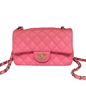 CHANEL Mini Rectangular Classic Flap Pink Lambskin
