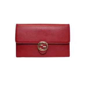 Gucci Interlocking Wallet On Chain in Red