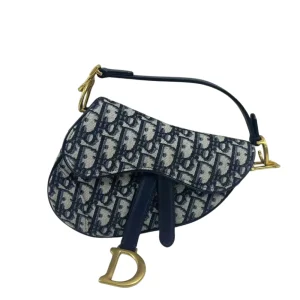 DIOR Mini Saddle Bag with Strap Blue Dior Oblique Jacquard