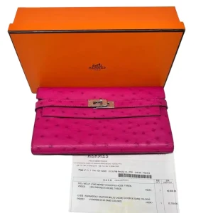 Hermès Kelly Long Money Holder E5 Rose Tyrien