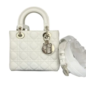 DIOR Small Lady Dior Bag White Lambskin