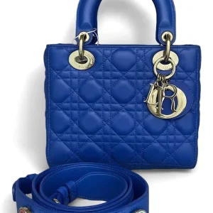 DIOR Small Lady Dior Bag in Blue Lambskin
