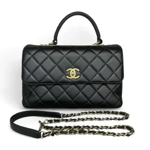 CHANEL Medium Trendy CC Top Handle Bag Black Lambskin