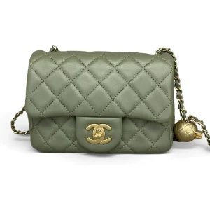 CHANEL Mini Rectangular Classic Flap Green Lambskin