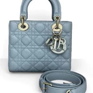 DIOR Small Lady Dior Light Blue Bag with Jelly Charm