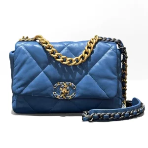 CHANEL Small 19 Flap Bag Blue Lambskin