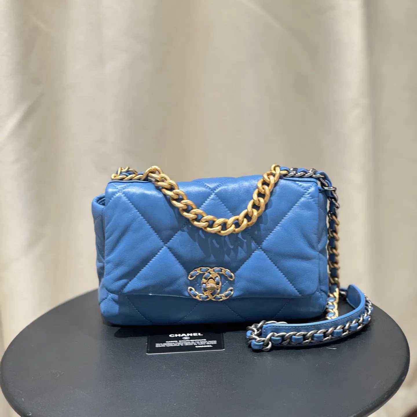 CHANEL Small 19 Flap Bag Blue Lambskin CHANEL Small 19 Flap Bag Blue Lambskin