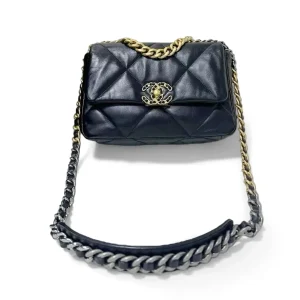 CHANEL Small 19 Black Shiny Lambskin Handbag