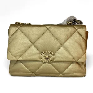 CHANEL Medium19 Bag Gold Quilted Lambskin