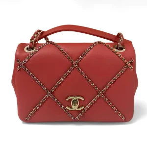 CHANEL Entwined Chain Flap Bag Quilted Lambskin Small