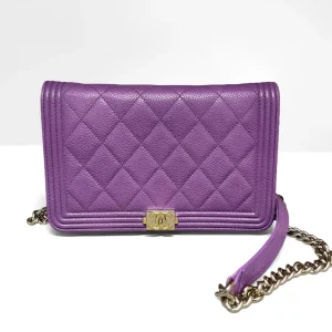 CHANEL Boy Wallet on Chain Purple Quilted Calfskin