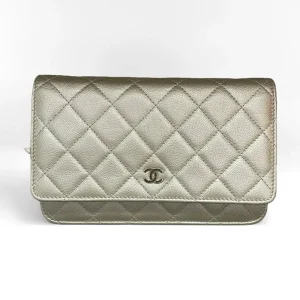 CHANEL Wallet on Chain Champagne Quilted Caviar Leather