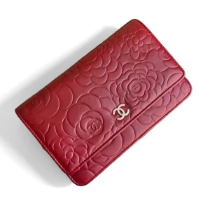 CHANEL Wallet on Chain Red Camelia Lambskin