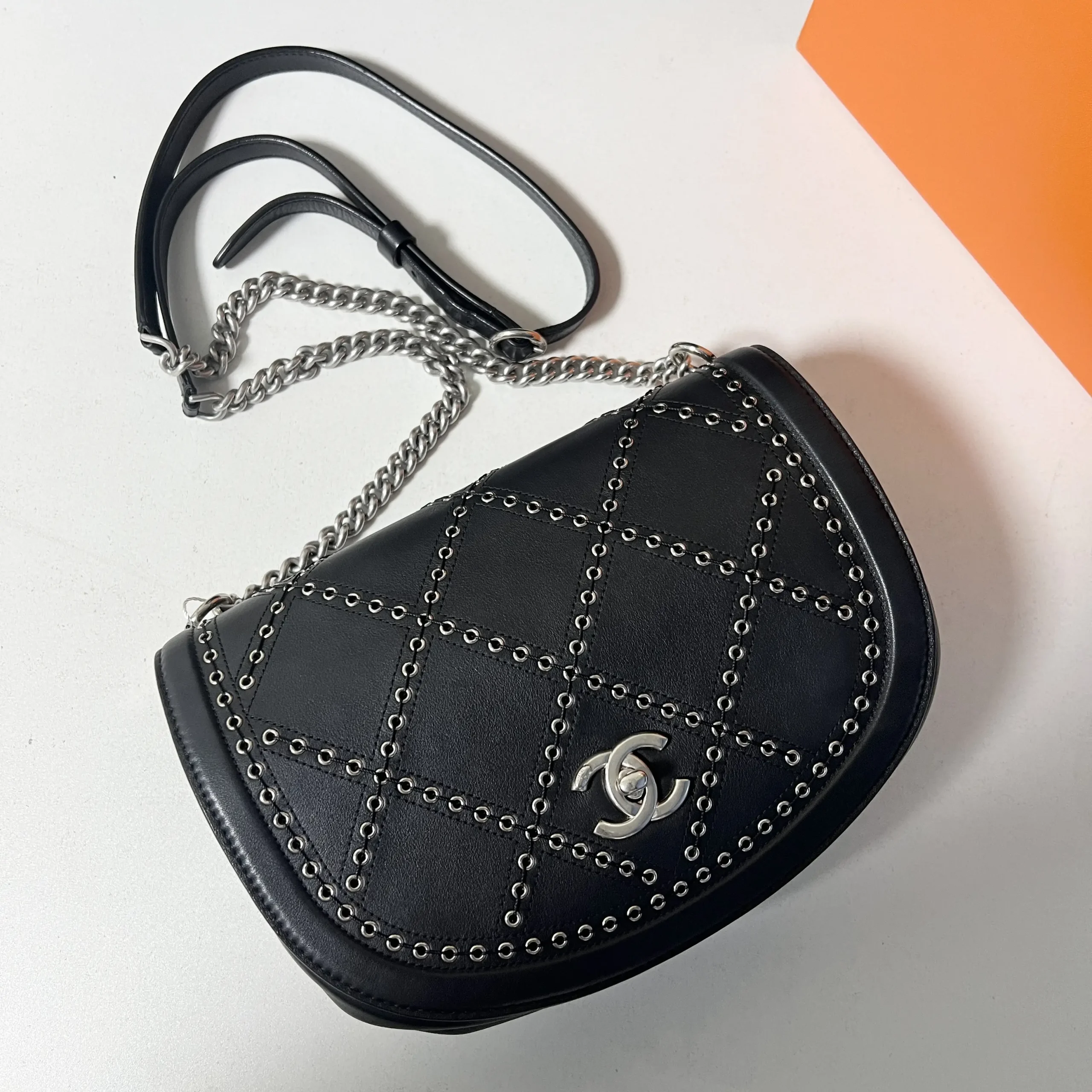 CHANEL Calfskin Coco Eyelets Small Flap Bag Black CHANEL Calfskin Coco Eyelets Small Flap Bag Black
