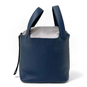 HERMÈS Pocotin 18 Eclat Bag in Blue Leather