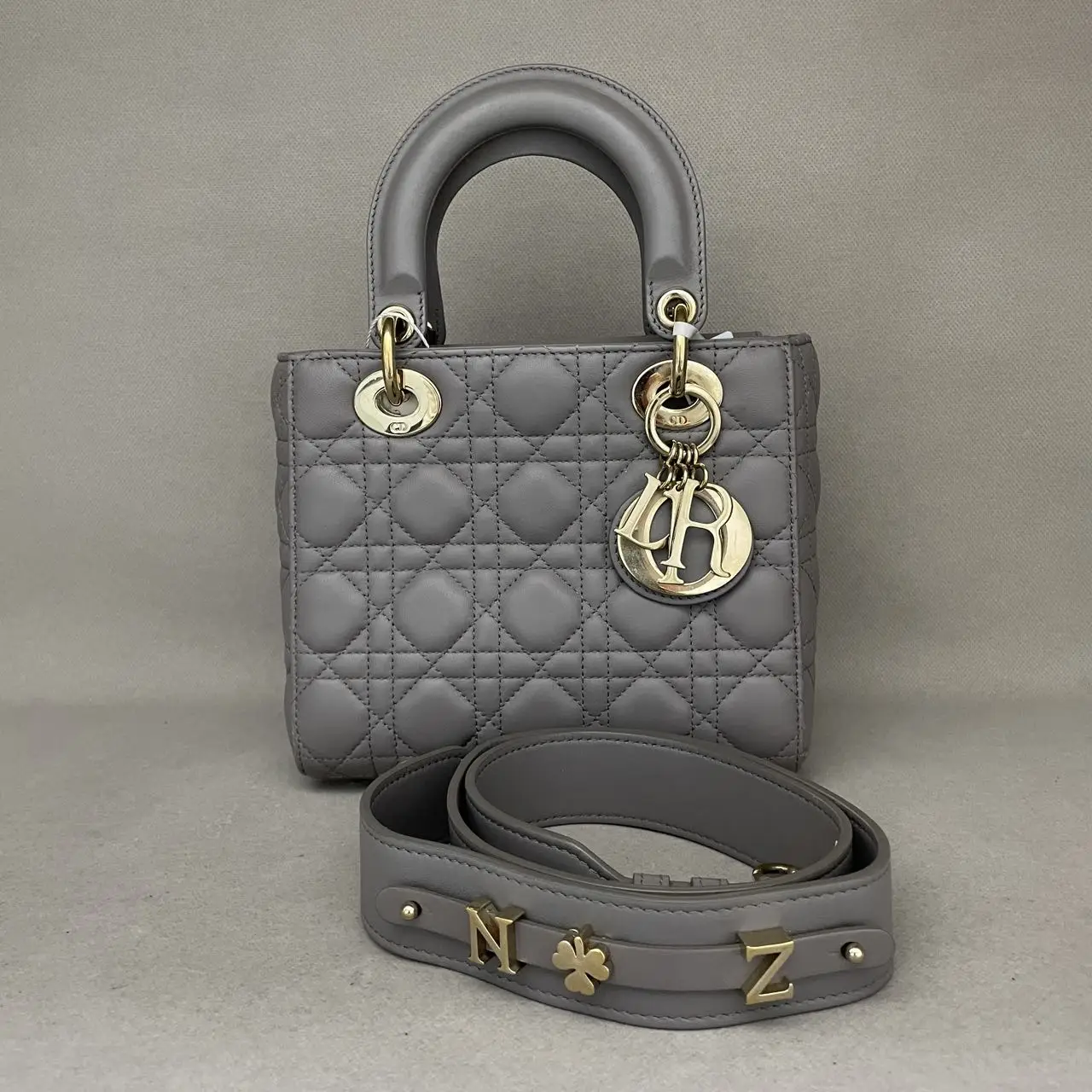 DIOR Small Lady Dior Grey Bag in Grey Lambskin DIOR Small Lady Dior Grey Bag in Grey Lambskin