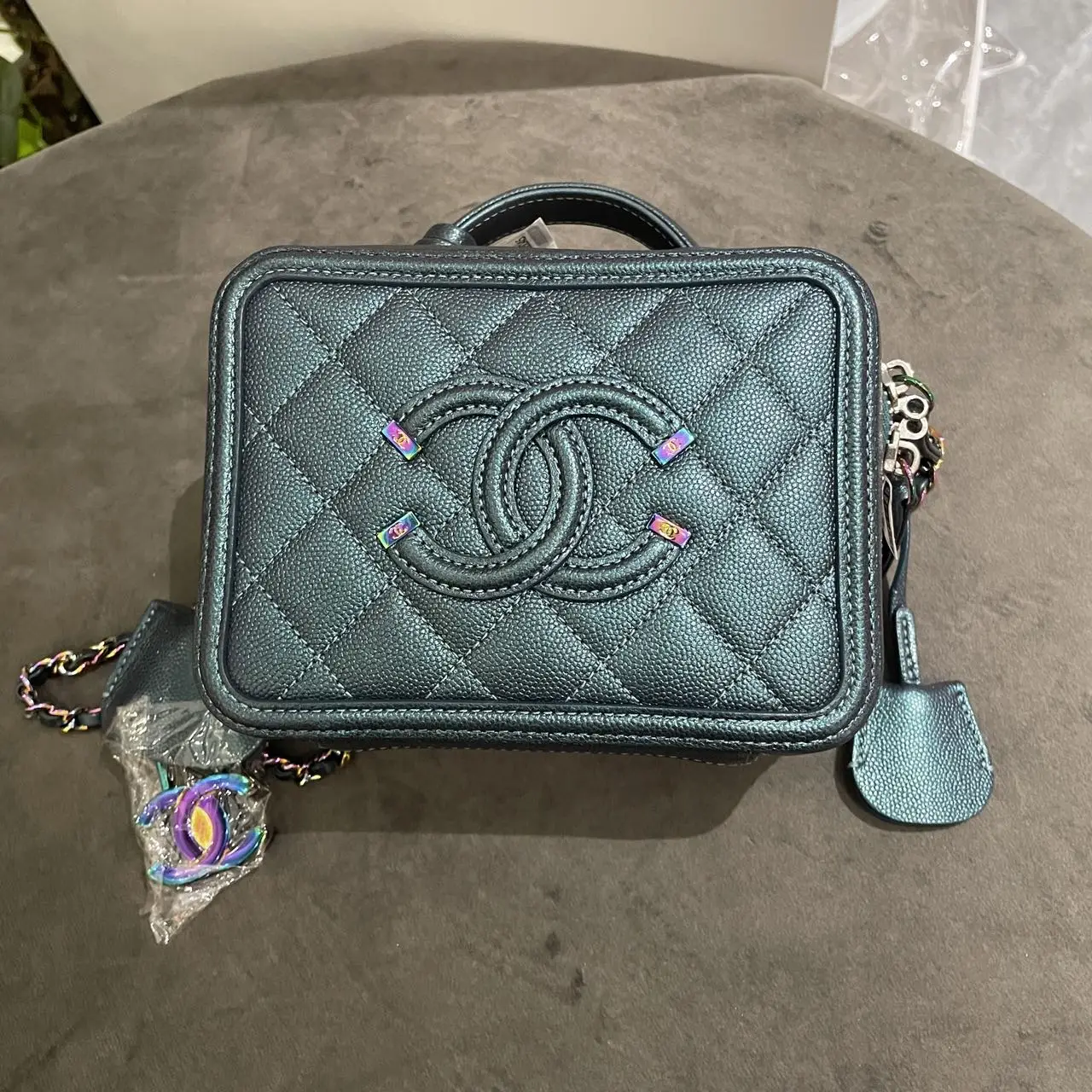 CHANEL Small CC Filigree Vanity Bag Caviar Leather CHANEL Small CC Filigree Vanity Bag Caviar Leather