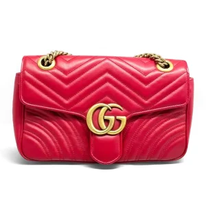 GUCCI GG Marmont Shoulder Bag in Red Leather