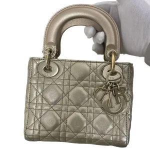 DIOR Mini Lady Dior Bag in Gold Leather